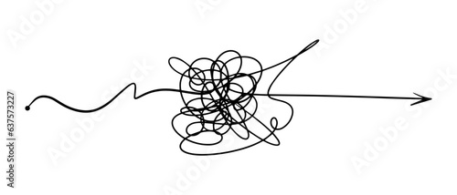 Symbol of complicated way with scribbled round element, Vector illustration.