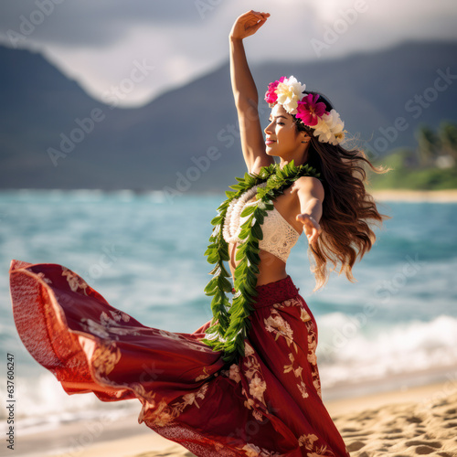 lifestyle photo women hula dancers in hawaii on beach