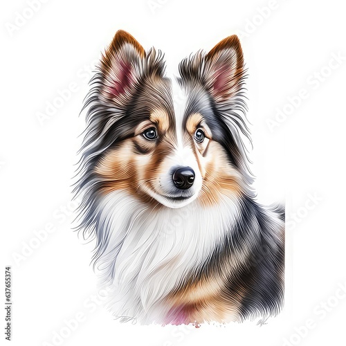 border collie sitting on a white background