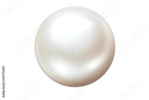 White Pearl with Shadow 3D Icon Isolated on Transparent Background - Generative AI