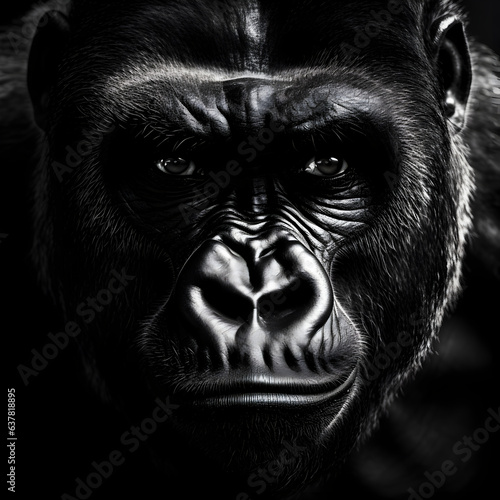 Chimpanzee black and white ultra realistic photo .