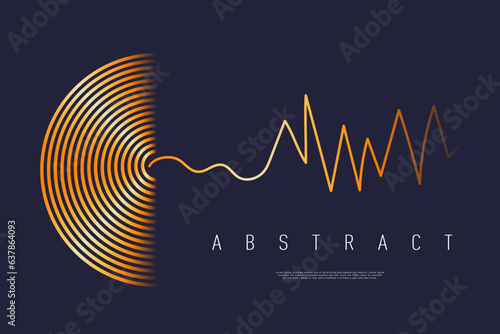3D Pattern Circle and Vibration Line for Party, Disco, Club Invitation, Festival Poster, Flyer, Advertising. Background Musical Heart Pulse Album. Abstract Studio Frequency Audio. 