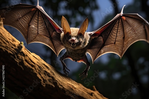 Bat in Forest - Membranous Wings, Close-Up Wildlife