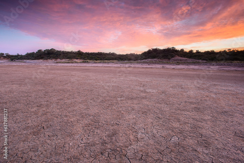Desert soil in a dry lagoon, La Pampa province, Patagonia, Argentina.