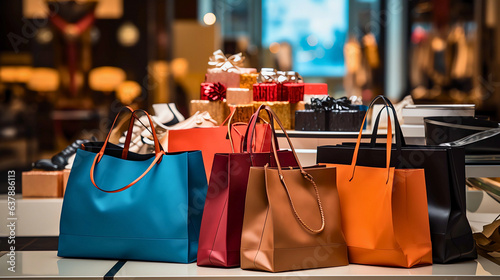 Vibrant products steal the spotlight in modern composition, capturing the excitement of Black Friday shopping sales.