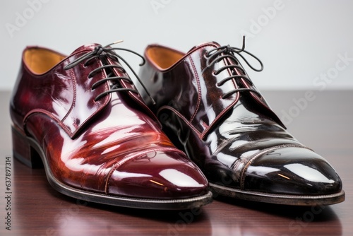 before and after comparison of polished shoes