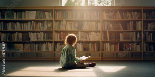 A child reading a book. 