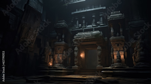 Ancient Mayan style underground temple by AI