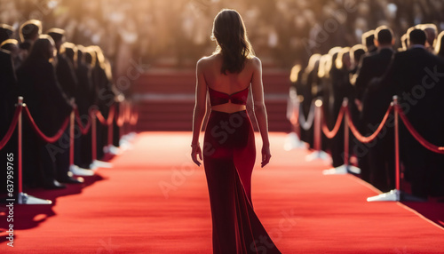 Woman walking on red carpet