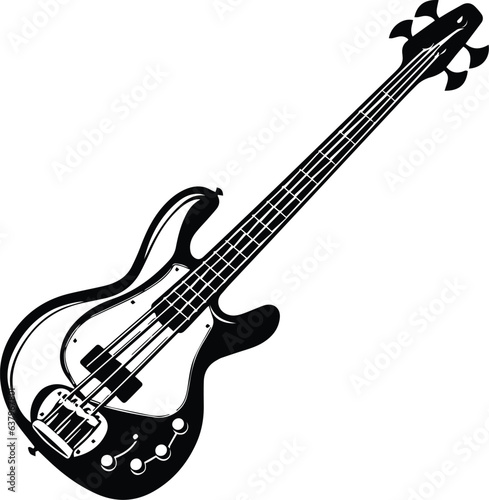 Bass Guitar Logo Monochrome Design Style