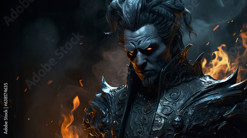A stunning artwork captures the essence of Hades, the powerful deity of the underworld. Hades god of the underworld in aura of power and mystique.