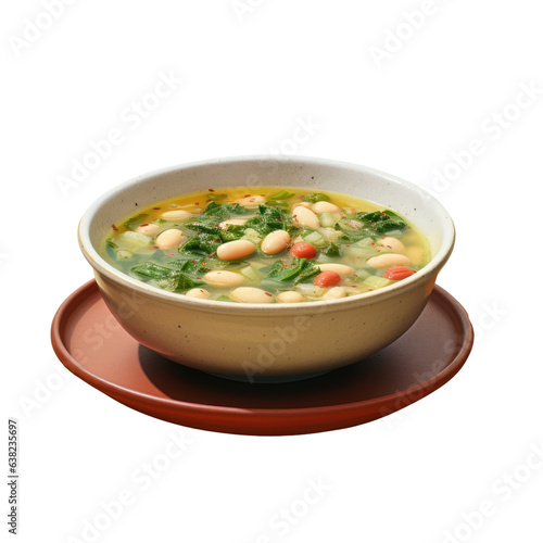 Escarole and white bean soup in a bowl