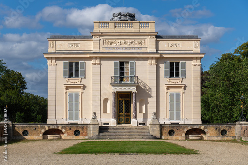 Bagatelle castle in the Bagatelle park. This small castle was built in 1777 in Neoclassical-style. Located in Boulogne-Billancourt near Paris, France