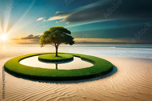 tree on the beach generated by AI