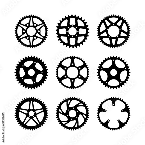 Sprocket wheel vector. Bicycle parts. Silhouette vector.