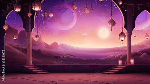 Arabian nights theme Party Background with empty copy space. Generative AI.