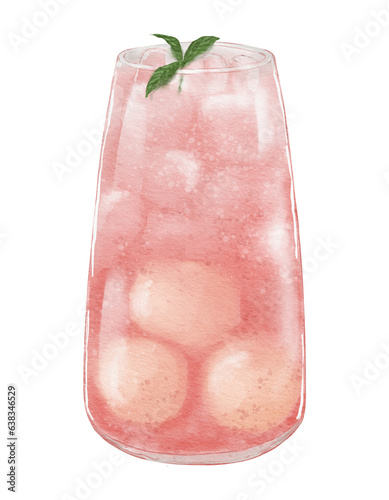 Watercolor lychee soda watercolor isolated element
