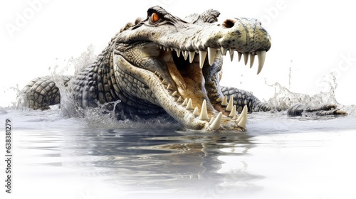 Fearless crocodile photo realistic illustration - Generative AI.