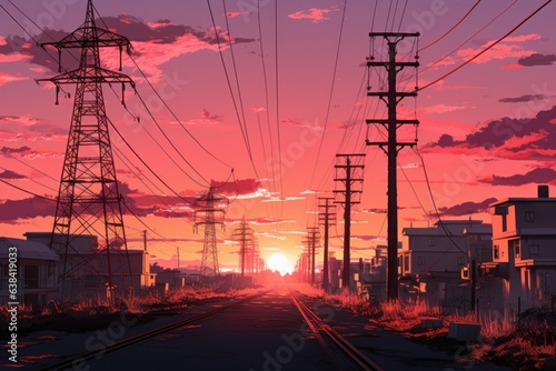 Power lines anime visual novel game. Generate Ai