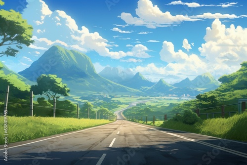 Road way anime visual novel game. Generate Ai