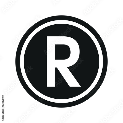 South African rand coin symbol. black and white Flat currency icon. currency of The Southern African Vector illustration.