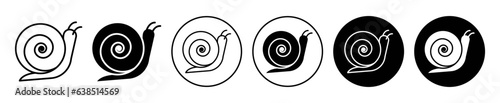 Snail icon set. cute slow snail with shell vector symbol. simple slug icon. gastropods sign in black filled and outlined style.