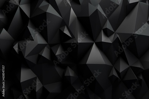 Abstract dark background with triangular pyramids in a futuristic 3D design. Generative AI