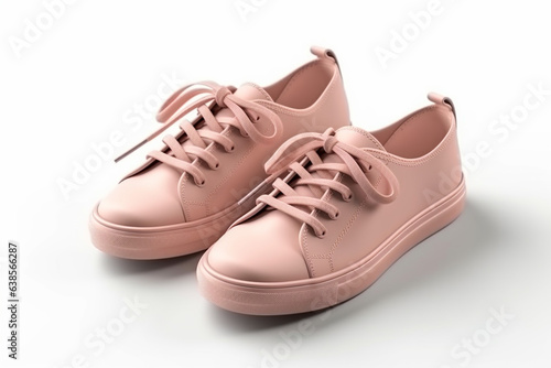 Light pink shoes isolated on white background. Casual clothing style concept