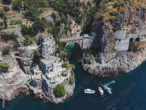 Views of Fiordo di Furore on the Amalfi Coast, Italy by Drone