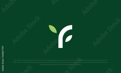 abstract logo style combination letter F and leaf