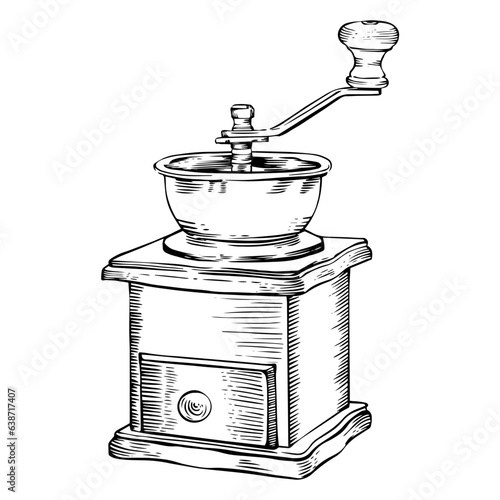 Coffee grinder sketch illustration
