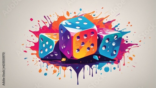  colorful dice illustration of an background