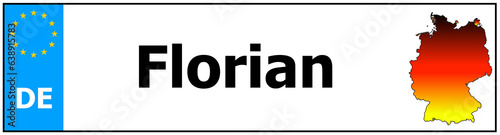 Car sticker sticker with name Florian and map of germany
