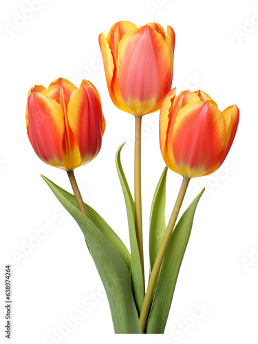 AI Generative bouquet tulips watercoler style isolated on transperent background