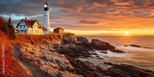 Cape Elizabeth, Maine, USA at Portland Head Light.