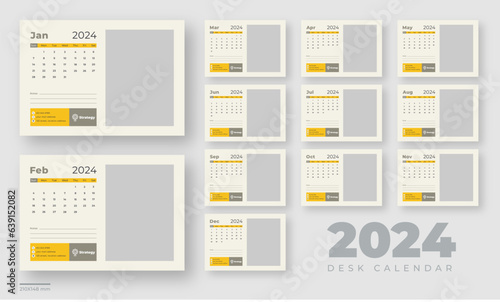 Desk calendar 2024 planner template, corporate desk calendar schedule 2024 monthly planner template
