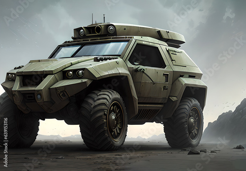 Future combat vehicle concept cyberpunk style, Generative AI