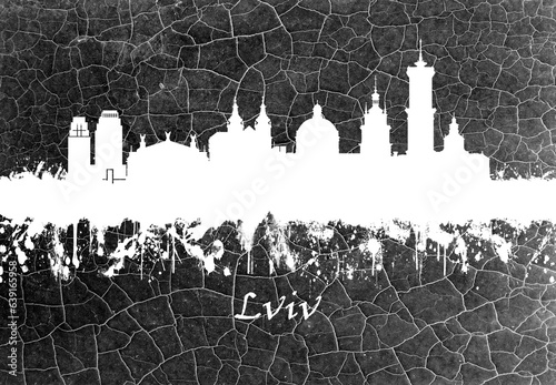 Lviv skyline B&W