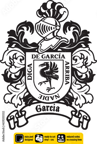 Escudo de Armas Sello Heráldico Apellido García Heráldica Española Blasón Símbolo Antigua Familia Historia Genealogía