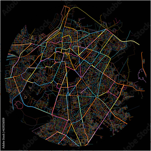 Colorful Map of Bhavnagar, Gujarat with all major and minor roads.