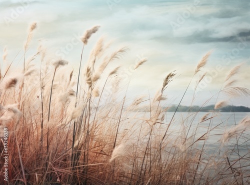 Dried grass and sky background