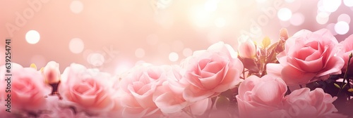Timeless Tales of Roses Wallpaper - Florals Dancing in Bokeh's Glow - A Nature inspired Palette with Empty Copy Space for Text - Beautiful Bokeh Roses Background created with Generative AI Technology