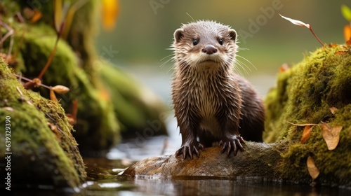 otter in a pond