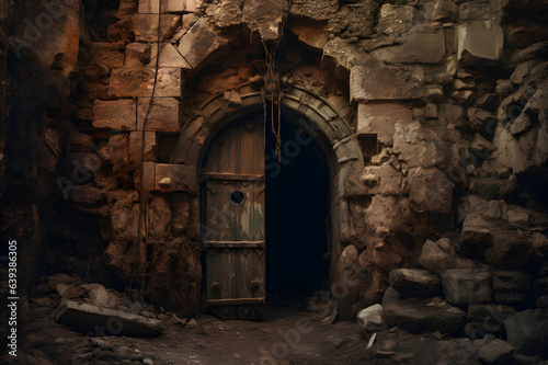 Spooky old doorway leads to abandoned dungeon