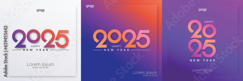 Happy new year 2025 with unique number logo concept. 2025 new year celebration banner template for social media post, calendar and cover