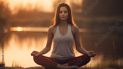 Beautiful woman, yoga poses outdoor