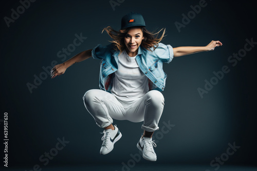 Woman in sports clothing doing some fun dance moves