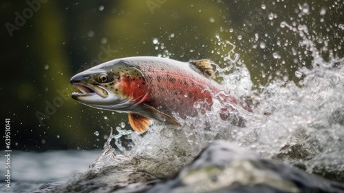 Salmon jumping out of the water