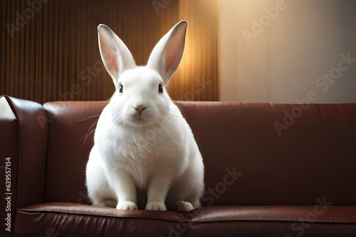 white rabbit sitting on the floor