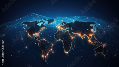 Connectivity through world world map networking technology illustration